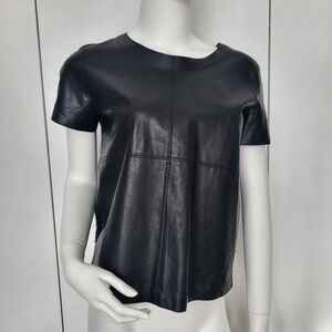 Marc Cain Black Faux Leather And Wool Top